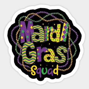 Mardi Gras Squad Mardi Gras Family Matching Carnival Beads Sticker